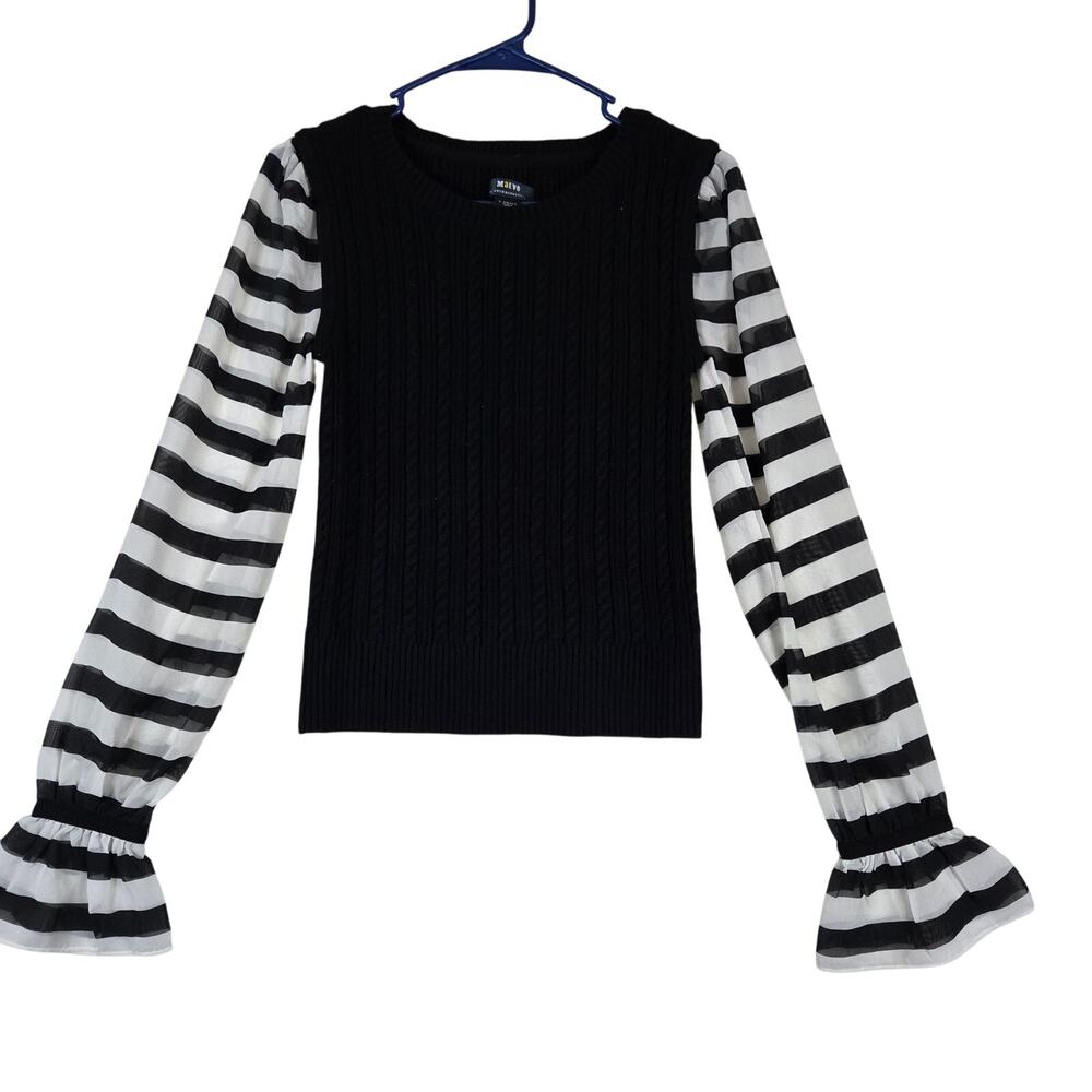 Maeve Anthropologie Contrast Sleeve Sweater Womens XS Sheer Sleeve 0840 - Picture 3 of 12